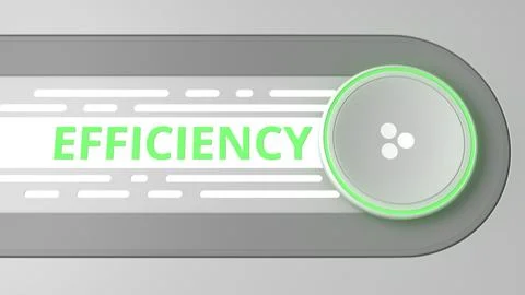 Slider interface element and EFFICIENCY text, 3D rendering 스톡 일러스트