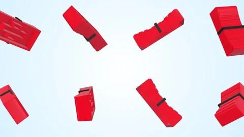 Slider Knobs Falling on a Light Blue Background. Volume Controller Knobs 3D. 4K 스톡 동영상 308375361