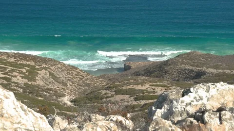 Slider: Look down at the ocean from a section of the Great Australian Bight whic Stock Footage 115429249