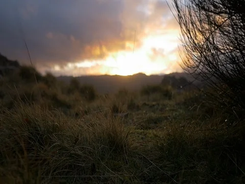 Slider monutain sunset winter focus ground Stock Footage 79993700