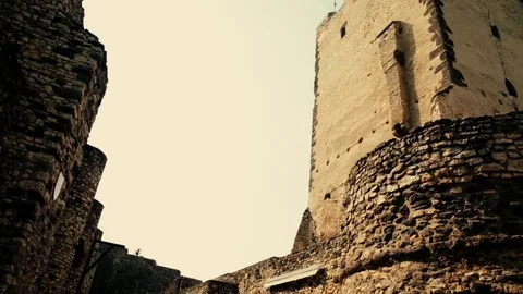 Slider shot of castle tower within stone walls Video stock 81942191