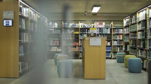 Slider shot of empty library Stock Footage 104075567