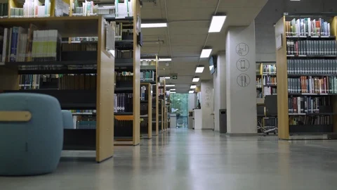 Slider shot of empty library Stock Footage 104075574