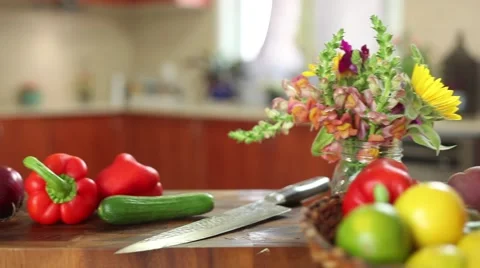Slider shot - Fresh vegetables in the kitchen Stock Footage 59888801
