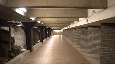 Slider Shot Inside Empty Underground Tunnel Stock Footage 75318405