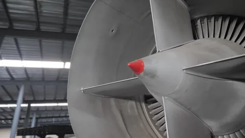 Slider Shot Of A Jet Engine Blade Stock Footage 293302865