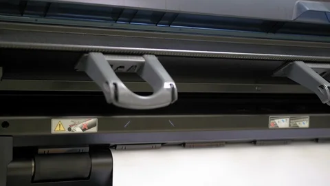 Slider shot of large format printer at printing factory for publishing Stock Footage 108964728