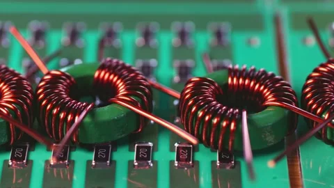 Slider shot of a many twisted copper coils lie Stock Footage 152925383