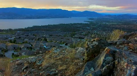 Slider shot of a mountain landscape at sunset Stock Footage 60964683