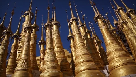 Slider shot of temple in Myanmar2 Stock Footage 104122231