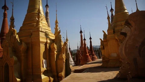Slider shot of temple in Myanmar3 Stock Footage 104122212