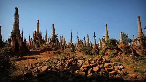 Slider shot of temple in Myanmar5 Stock Footage 104122165