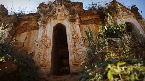 Slider shot of temple in Myanmar6 Stock Footage 104122113