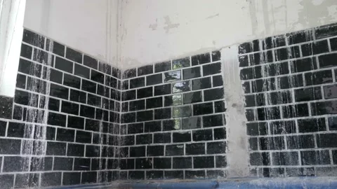 Slider shot of wall old tile 스톡 동영상 100447065