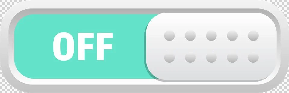 Slider switch showing the off position with a mint green background and whi.. Stock Illustration