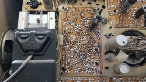 Slider view back panel of old TV Stock Footage 92078211