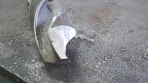 Slider view of drill bit for metal drilling Stock Footage 94112644
