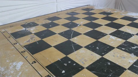 Slider View Of Empty Vintage Checkerboard With Traces Of Use Stock Footage 115593242