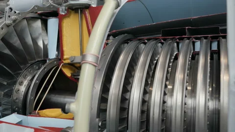 Slider View Of Internal Components Of Aircraft Engine In Cross Section Stock Footage 98057947