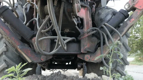 Slider view of wheels of tractor Stock Footage 104483744
