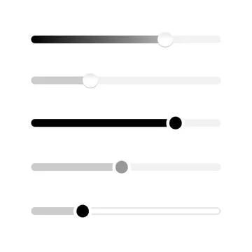 Slider volume control bar icon set in different styles. Brightness level ad.. Stock Illustration