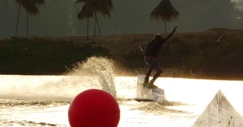 Slider Wakeboarding 180 4k Stock Footage 48440653