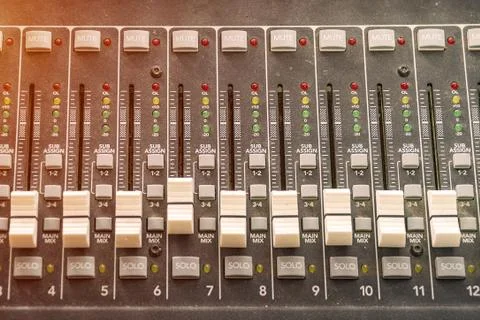 Sliders on the mixing console Stock-Fotos