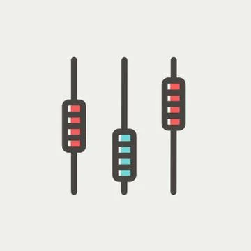 Sliders or faders control board thin line icon Stock Illustration