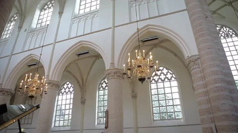 Slidershot of chandelier in church Stock Footage 41879953