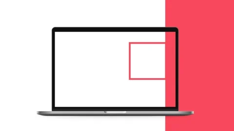 Slideshow UI design of Laptop blank screen animated Backdrop for Video Vídeo Stock 323157783