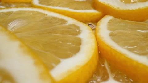Sliding along the lemon, macro. Stock Footage 147493840