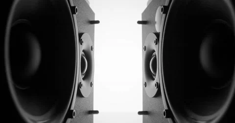 Sliding between two lying speakers with vibrating bass Stock-Footage 155857891
