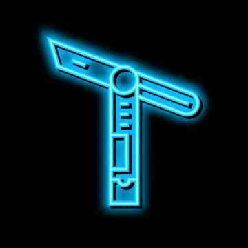 Sliding bevel carpenter accessory neon glow icon illustration Stock Illustration