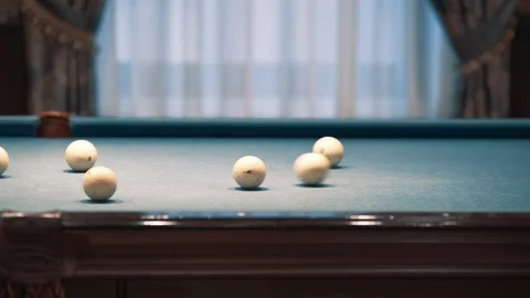 Sliding on the billiard table Stock Footage 99560578