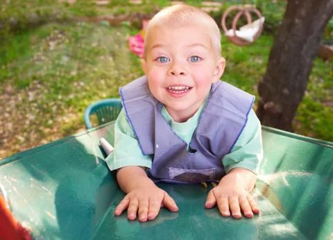 Sliding boy Stock Photos