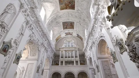 Sliding camera movement inside the historic Church of St. Peter and St. Paul Video stock 331530812