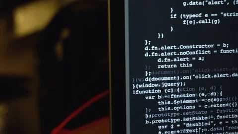 Sliding camera to screen of laptop with source code Stock Footage 101234884