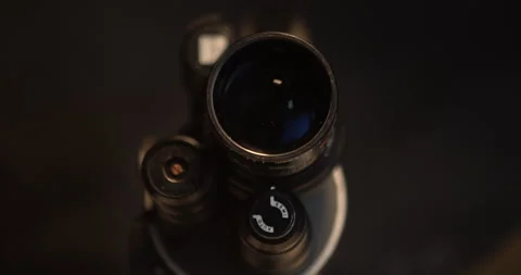 Sliding Close Up Across Retro 16mm Camera Lens Stock Footage 331055115