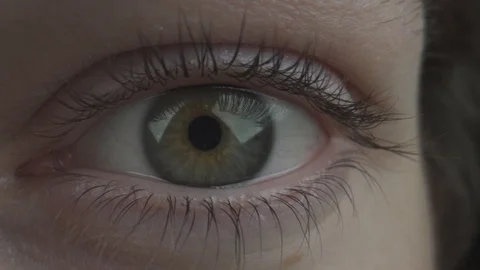 Sliding closeup of eye in slowmotion macro wide angle Stock Footage 124014209