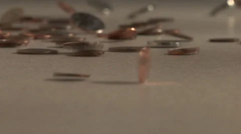 Sliding coins. Closeup. Stock Footage 50632706