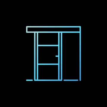 Sliding Door vector concept blue icon or sign in line style Stock Illustration