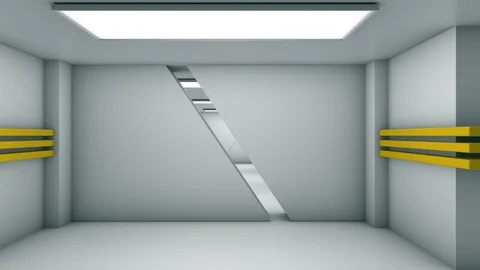 Sliding doors in the white corridor. Vídeo Stock 104162419