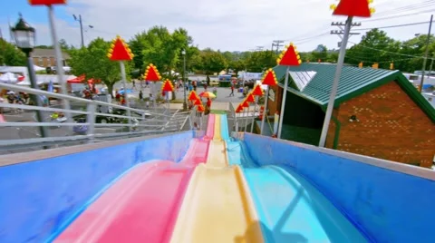 Sliding Down Amusement Park Slide Stock Footage 46631718