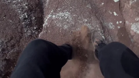 Sliding Down Red Dirt Dunes First Person Stock Footage 80072253