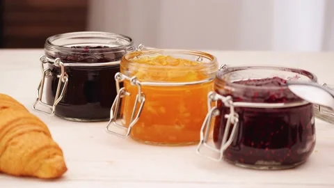 Sliding focus on jams Stock Footage 136671721