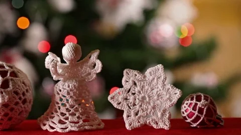 Sliding in front of christmas decorations Stock Footage 81133755