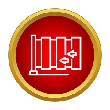 Sliding gate entrance icon with automatic movement arrows 库存插图