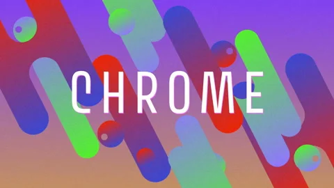 Sliding gradient bars and spheres diagonally across blue canvas revealing CHROME Stock Footage 311471818