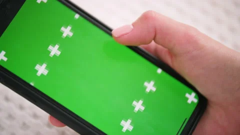 Sliding green screen in application for ads mock up chroma key phone surface. Stock Footage 166542774