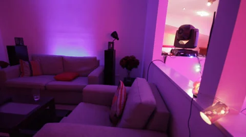 Sliding house warming time lapse - colorful lighting 库存影片 39434658